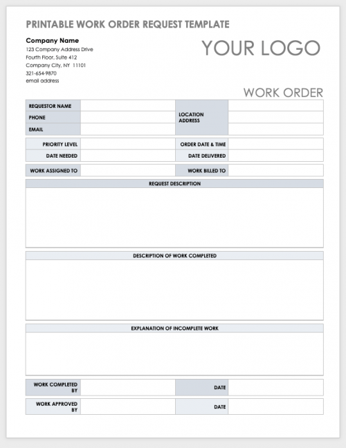 15 Free Work Order Templates Smartsheet